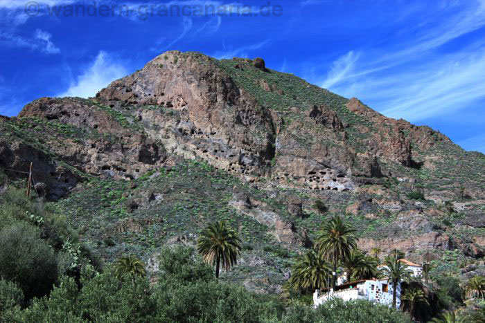 archaeological site of Montaña de los Huesos, a cave village of natives of Gran Canaria