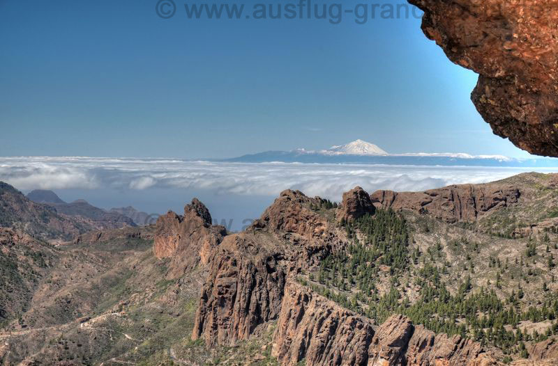 Blick von Gran Canaria nach Teneriffa, Teide mit Cañadas mit Schnee